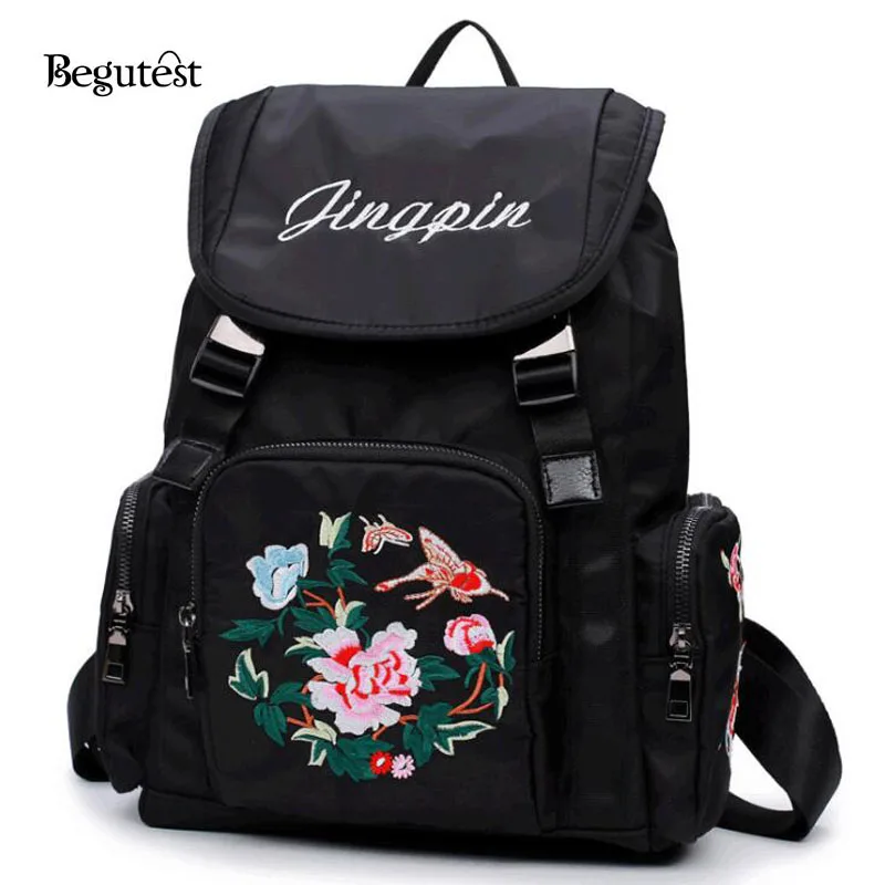 Chinese Style Flower Embroidery Backpacks For Teenager Girls Mochila Feminina Women Laptop Backpacks Vintage Bookbags School