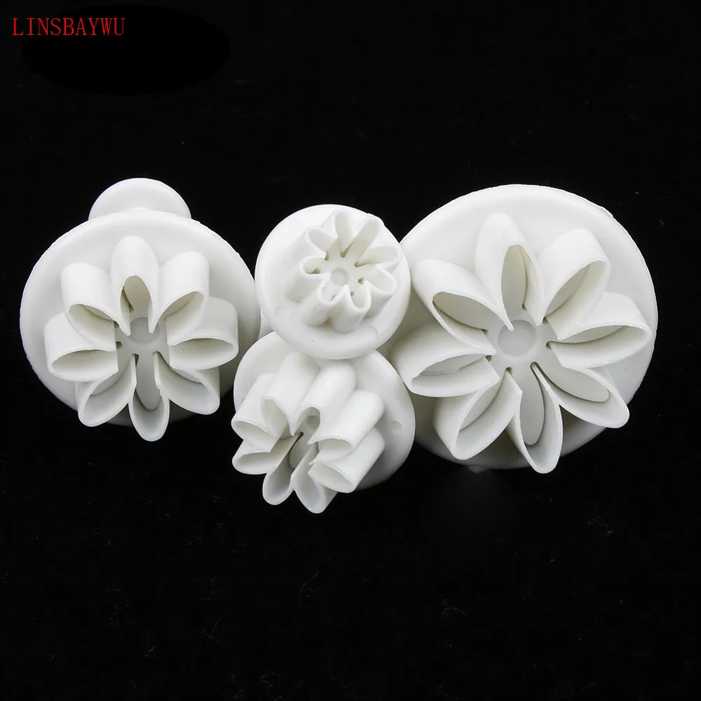 

LINSBAYWU 4pcs Plum Flower Plunger Cutter Sugarcraft Fondant Cake Decorating DIY Tool Cookie Molds Biscuit Cutter