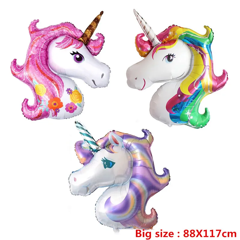 

Big Unicorn Party Balloon Happy Birthday Decorations Foil Balloons Decor Large Pink Rainbow Purple Baby Girl Princess Toys Balon