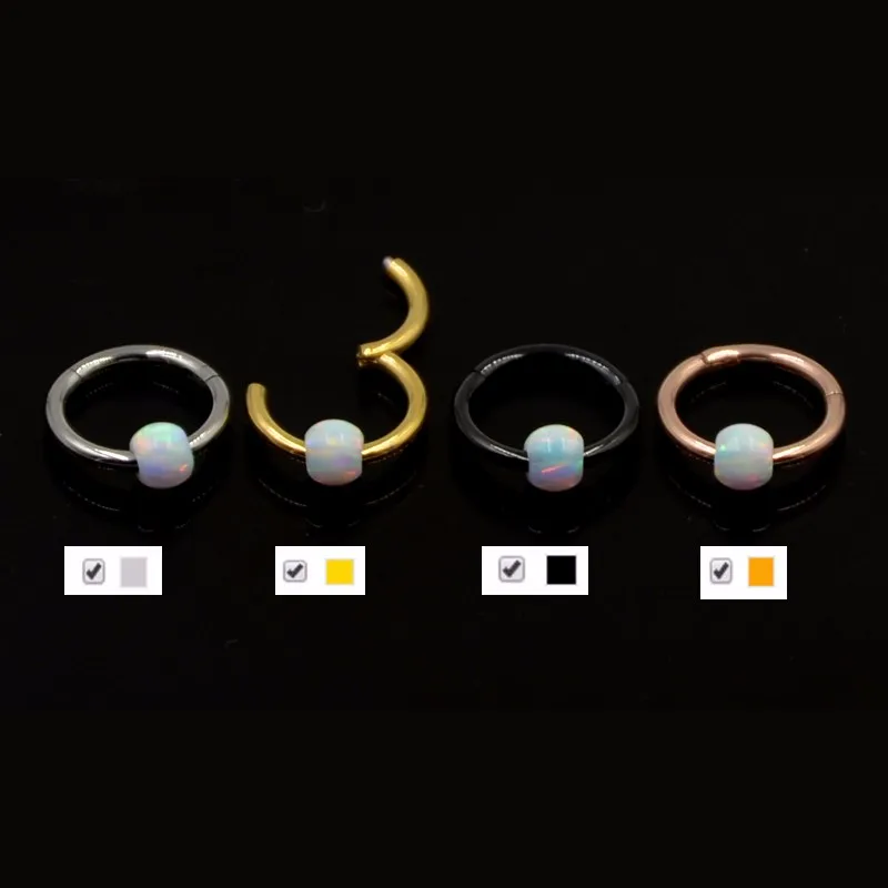 Showlove-1pcs 16 г Титан и Опаловый Шар перегородка нательное пирсинг-кольцо ювелирные изделия