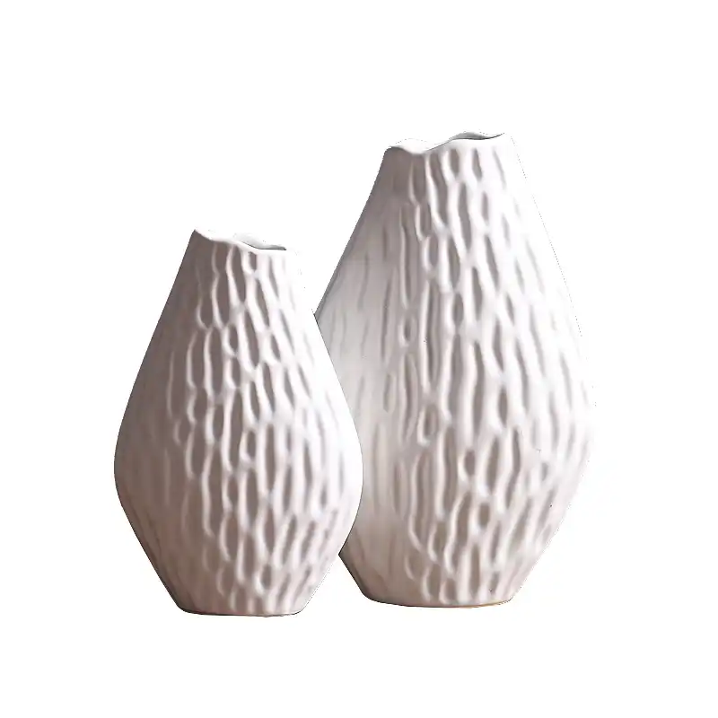 Nordic Almond Shape Design White Ceramic Vase Home Decoration
