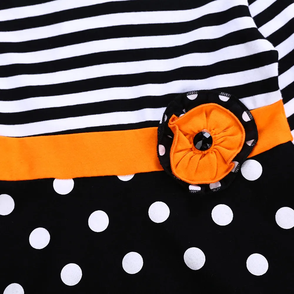 Toddler Baby Girls Striped Dot Halloween Tops Dresses Pants Costume Outfits Set