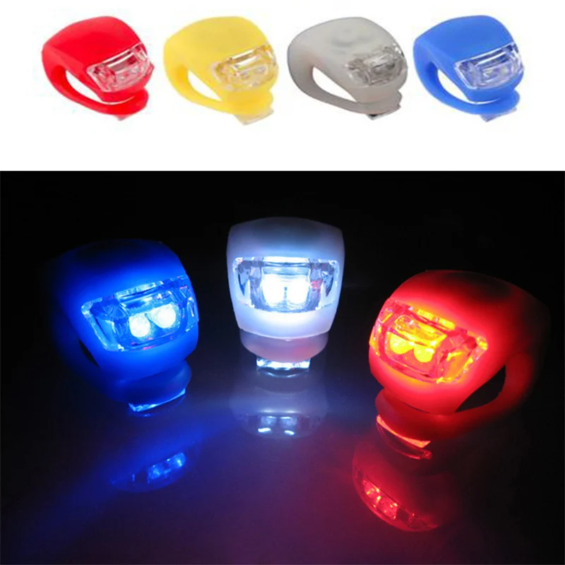 Bicycle Front Light Silicone LED Head Front Rear Wheel Bike Light Waterproof Cycling with Battery Bike Lamp Bicycle Accessories