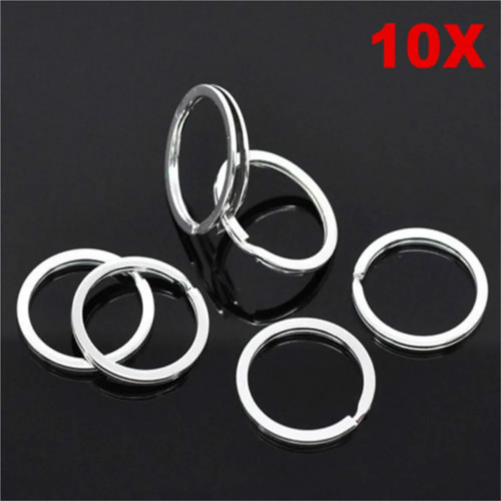 

10pcs/lot DIY Key Rings Metal Stainless Steel Silver Nickel Split Keychains Key Rings Holder Russian Roulette for Men Women 2018