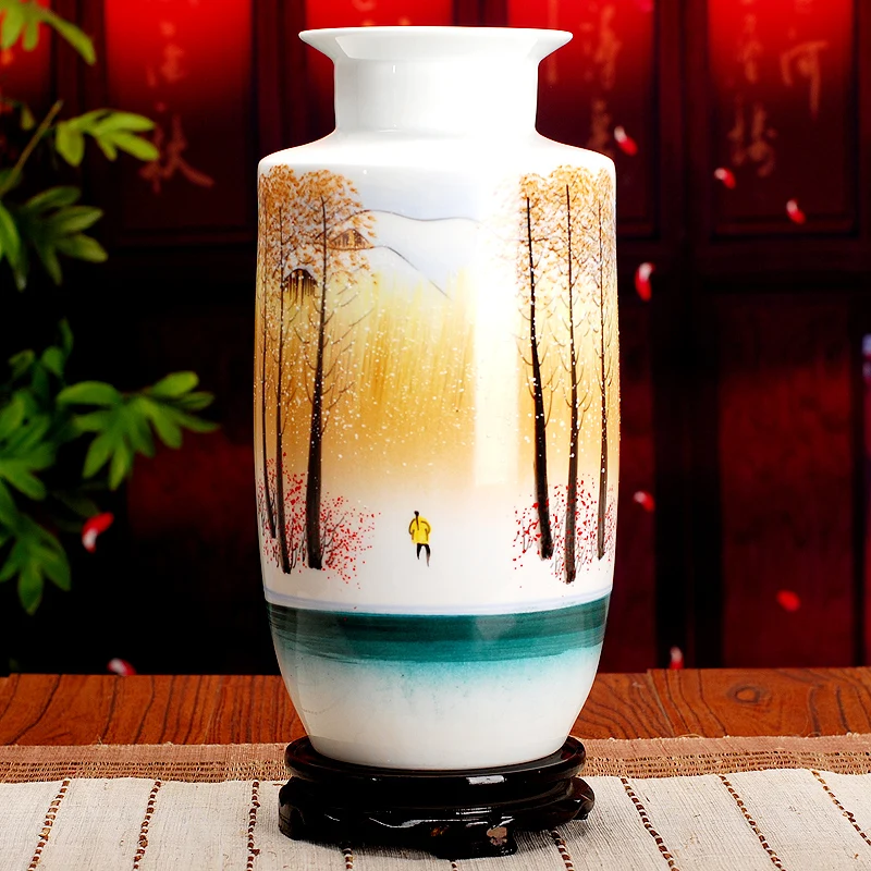 

Jingdezhen hand-painted ceramics porcelain vase landscape flower vase for home decorations handicraft furnishing