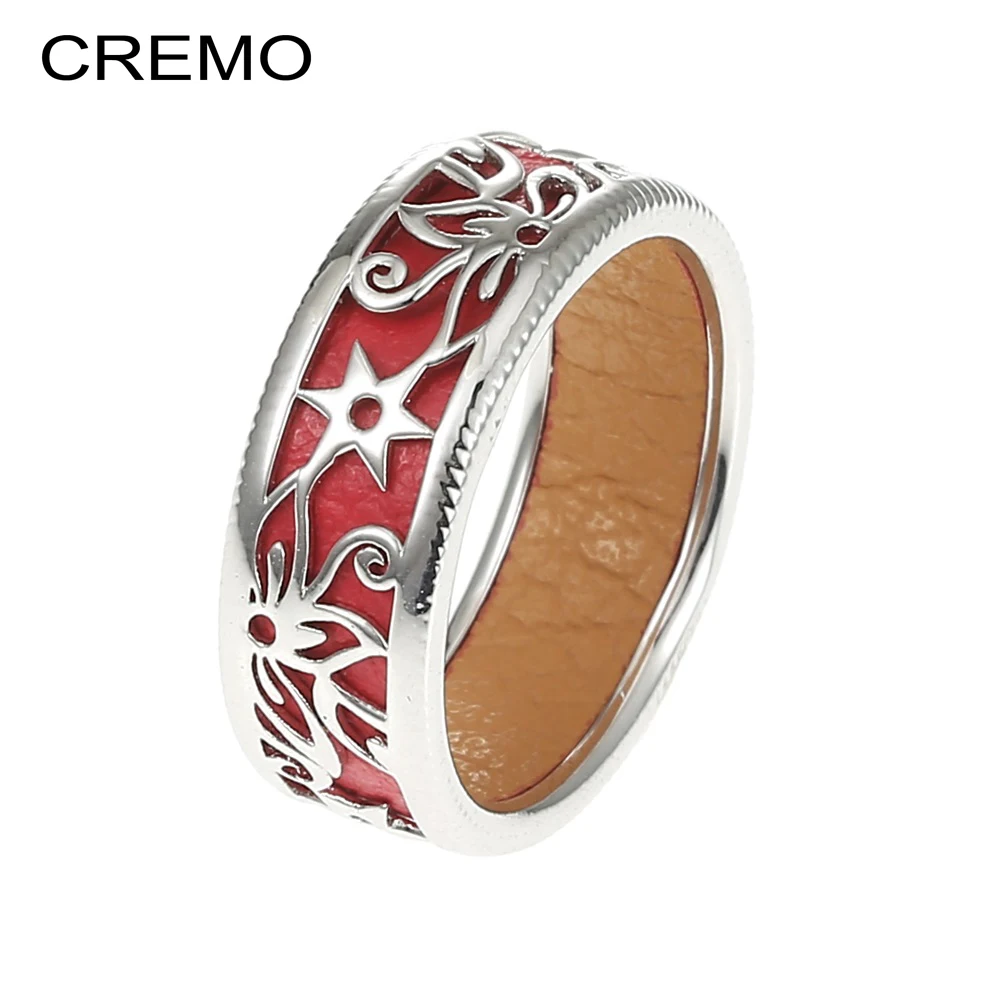Кольцо Cremo с цветком розы серебряное кольцо Изящные Ювелирные изделия кожаное
