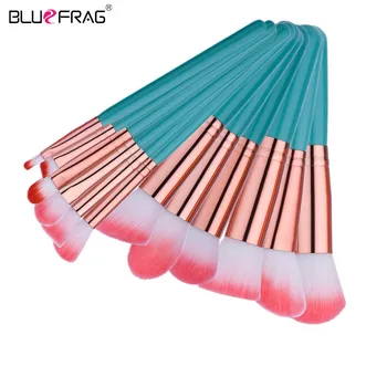 

BLUEFRAG Green Makeup Brushes Set 12/10Pcs Powder Foundation Cream Cosmetics Eye shadow Eyeliner Lip Makeup Blending Blush Brush