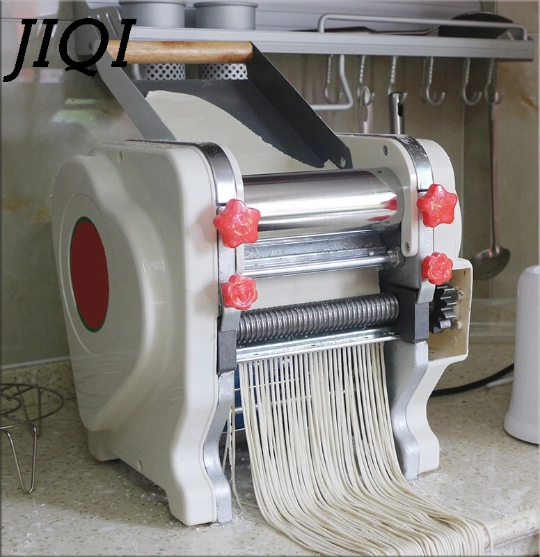 JIQI Electric Noodle Pressing Machine Commercial Stainless Steel Spaghett Noodle Maker Roller Dough Cutter Wonton Dumpling EU US