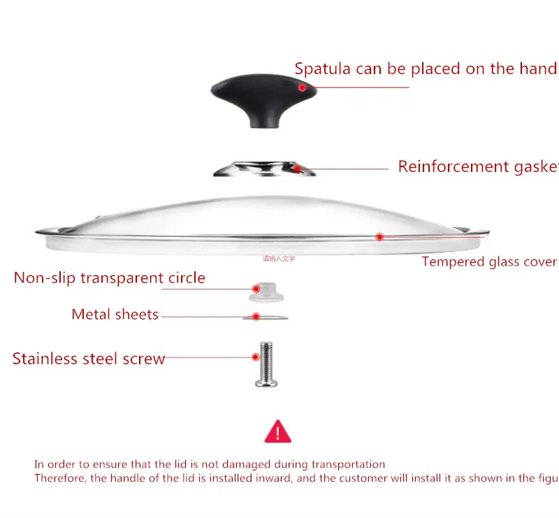 Крышка для сковороды из закаленного стекла, универсальная, утолщенная, устойчивая к падениям, стеклянная крышка 14-30 см, крышка, верхние бусины, универсальная, круглая