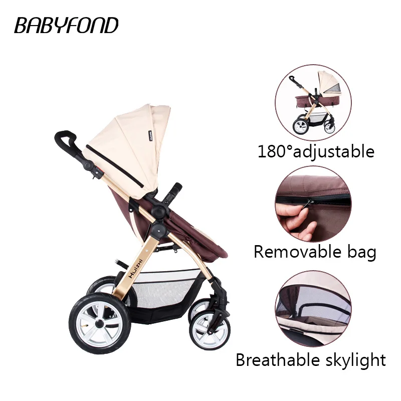 

2018 Light Top Fashion Cotton Armrests Baby Carriage Four Wheel Folding Shock Absorbers
