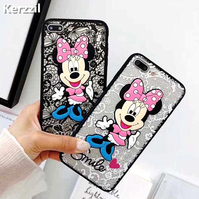 

TRODINO 3D Minnie Cartoon Case For iPhone X 6 6S 8 Plus 5S 5 SE Soft Silicone + PC Animal Cover Cases For iPhone 7 6 6S Plus