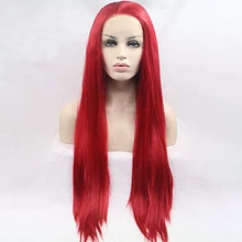 DOROSY волосы бесклеевая высокая температура волокно Perruque фронтальный полный красный длинный прямой синтетический парик для женщин