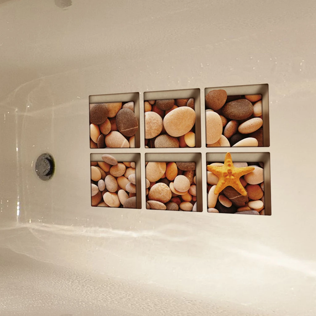 6 шт. 3D Антискользящая Ванна аппликации стикер для ванной ванная Наклейка ПВХ Фреска анти-скольжение водостойкое украшение дома