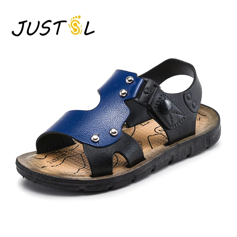 

JUSTSL Summer children 's fashion sandals boys beach shoes buckle baby sandals outdoor kids non - slip flat shoes size23-35