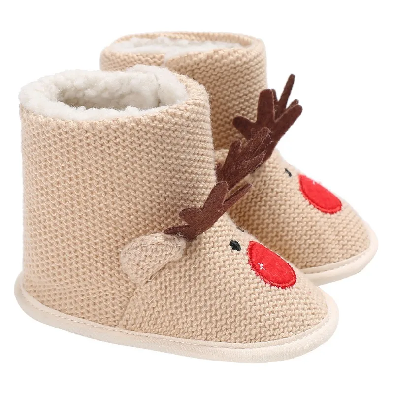 Зимние теплые маленькие девочки и мальчики обувь Рождественский с оленями детские зимние ботинки для девочек; одежда для малышей; для детей 0-18 м M1