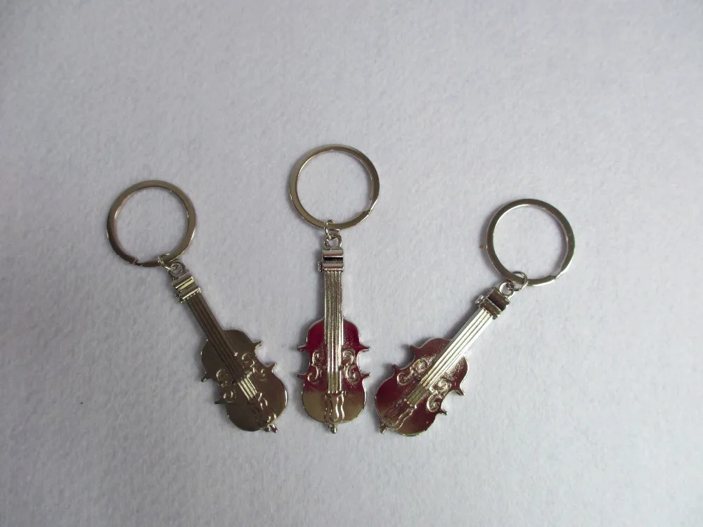 10PCS Fashionable Violin Musical Instrument Keychain Ring Unique Metal