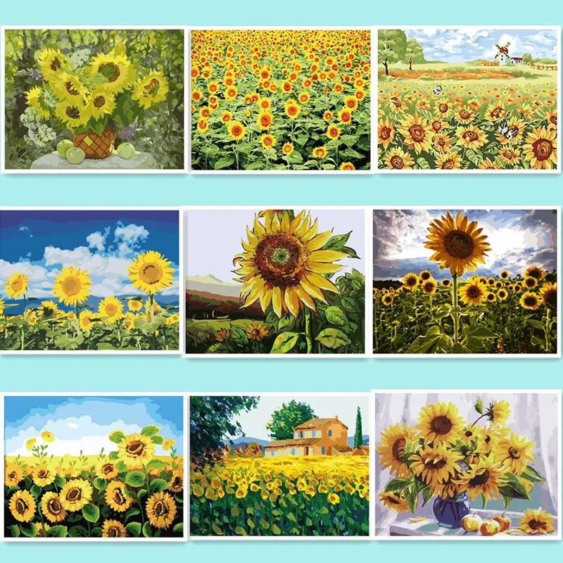 

digital oil painting by numbers diy home decoration paint on canvas gift craft picture coloring by numbers sunflower DY45