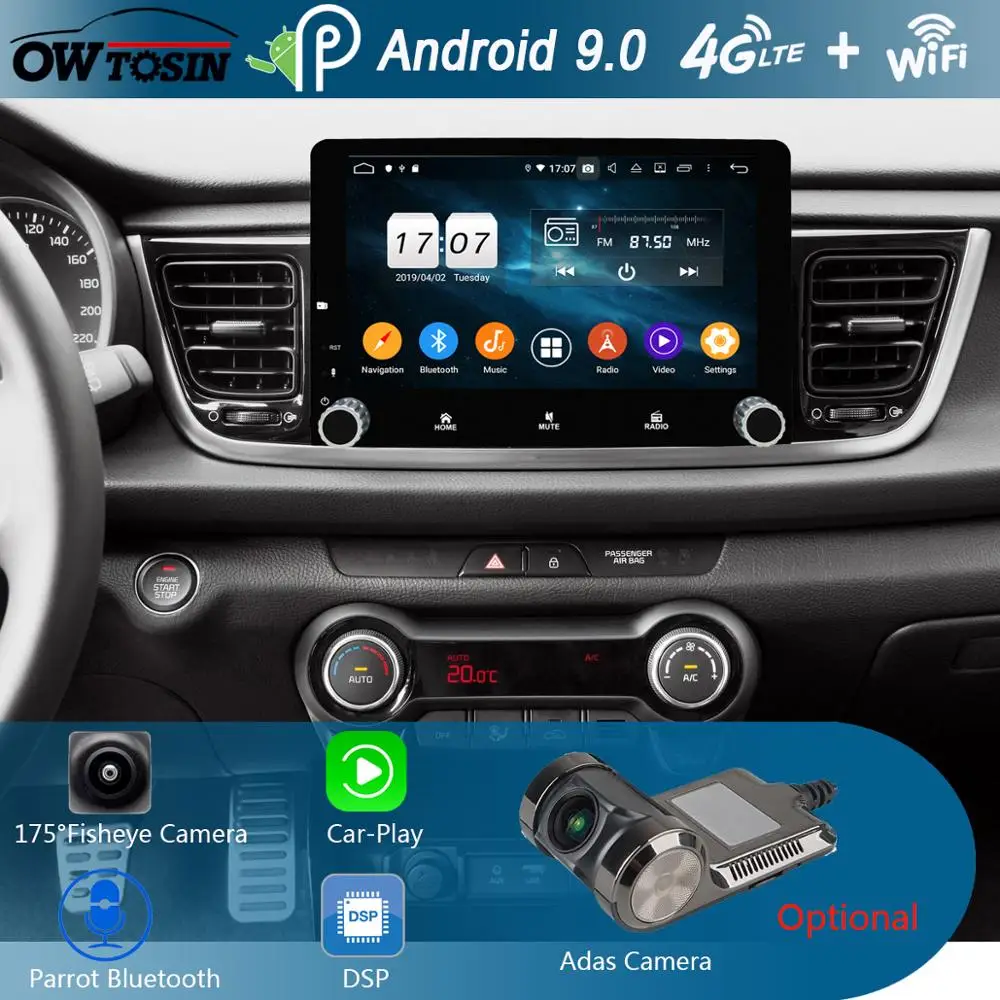 " ips 8 ядерный 4G+ 64G Android 9,0 автомобильный dvd-плеер для KIA RIO радио gps Навигация стерео Мультимедиа попугай BT CarPlay