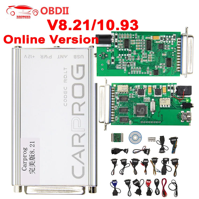 

Carprog V8.21 V10.93 ECU Chip Tuning Tool Full 21 Adapters Car Prog Programmer ECU Tester For Airbag/Radio/IMMO/OBD2 Repair Tool