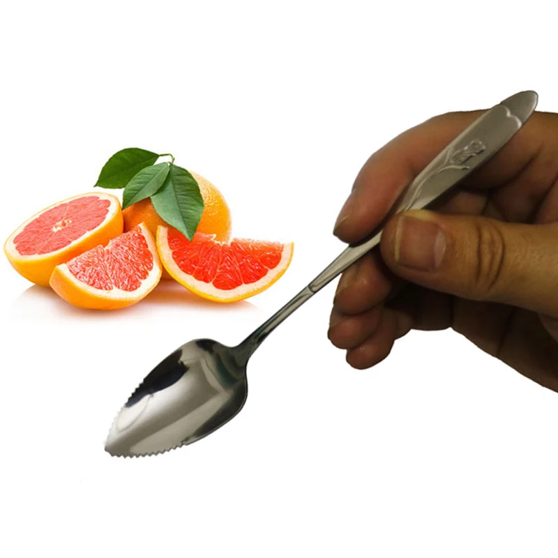 ZORASUN 2PCs Fruit Grapefruit Spoons Stainless Steel Grapefruit Spoons 17cm Long Handle Fruit Spoon Fork