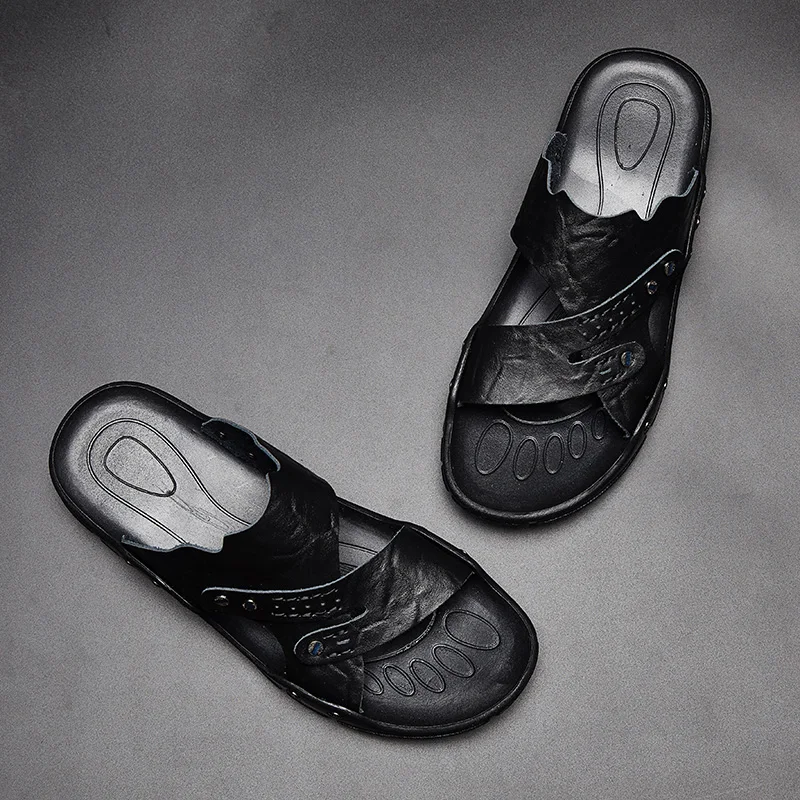 

Man Casual Shoes Male Summer Breathable Leather Flip Flops Zapatos Hombre Adult Beach Tenis Masculino Calzado Krasovki Footwear