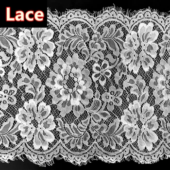 

3 Meters/Lot White Eyelashes Lace Fabric Flower 28cm/wide African Lace Fabric Wedding Dress Clothing Handmade Eyelash Lace Trim