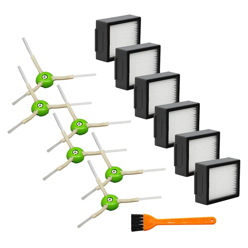 

13 Pack Replacement Filter Side Brush For Irobot Roomba I7 I7+/I7 Plus E5 E6 Vacuum Cleaner Set, 6 Pack Hepa Filters & 6 Edge-