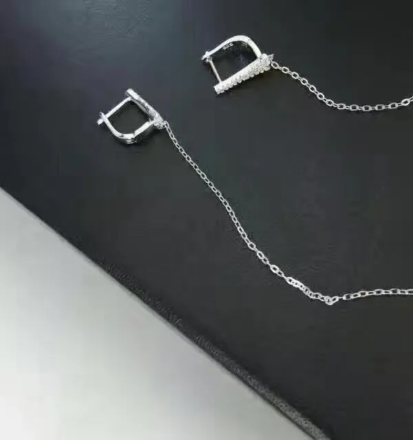 Дизайнерские Модные 925 пробы серебряные украшения 3а вечерние длинные серьги с кубическим цирконием