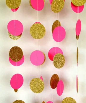 

Pink azalie circle paper garland Wedding Baby Shower boy party decor 12ft