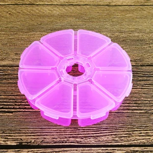 8 гритов хранение для принадлежностей для дизайна ногтей пластиковый круглый контейнер для ногтей чехол-коробка стразы аксессуары органайзер для ногтей товары для рукоделия инструменты для красоты - Цвет: Pink