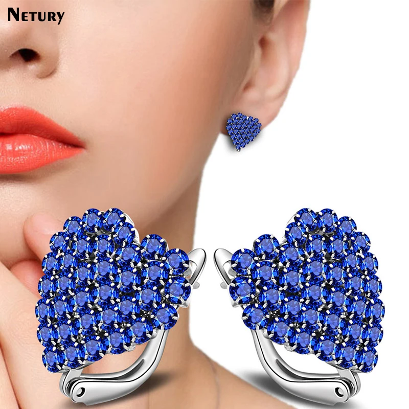 

Women heart love Stud Earrings fashion crystal Rhinestone party earring beautiful Personality design jewelry decoration High end