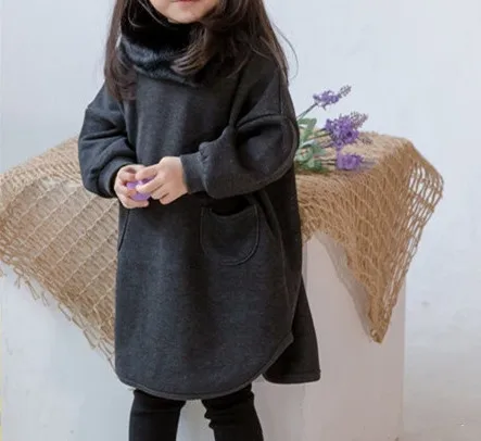 Утепленное платье в Корейском стиле для маленьких девочек модные зимние хлопковые платья с длинными рукавами для девочек от 2 до 7 лет
