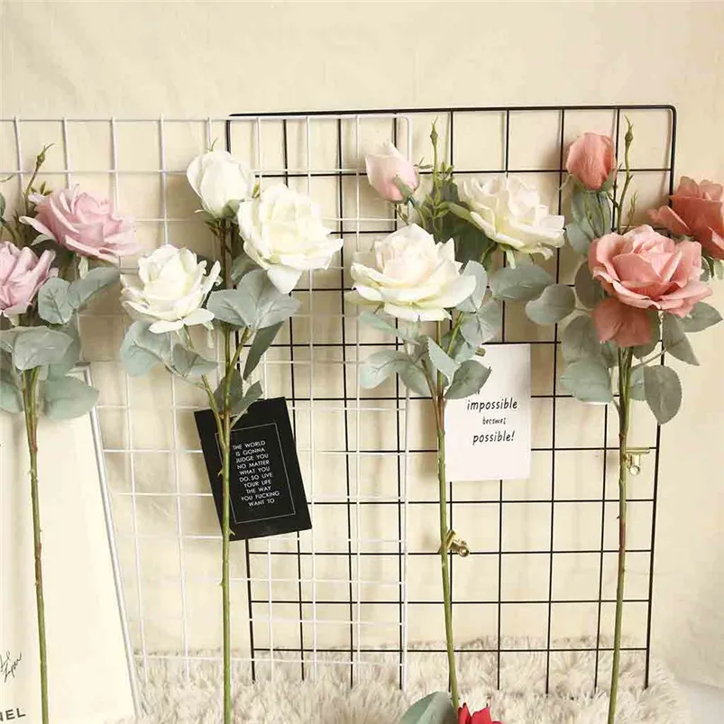11cm Rose Flannel Peony Artificial Flowers Bouquet 3 Big Head and 1 Bud Cheap Fake Flowers for Home Wedding Decoration 40JUN2731