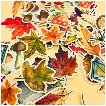 

49pcs Autumn maple leaves and mushrooms decoration stationery sticker diy diary scrapbooking label sticker stationery