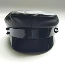 Женские матросские шляпы из натуральной кожи на плоской подошве в стиле панк, рок, шоу, темно-синие шляпы, мотоциклетные, Клубные, из овечьей кожи, из натуральной кожи, черные головные уборы