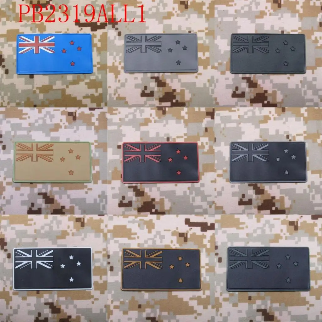 

The New Zealand flag 3D PVC patch White Red Grey Luminous