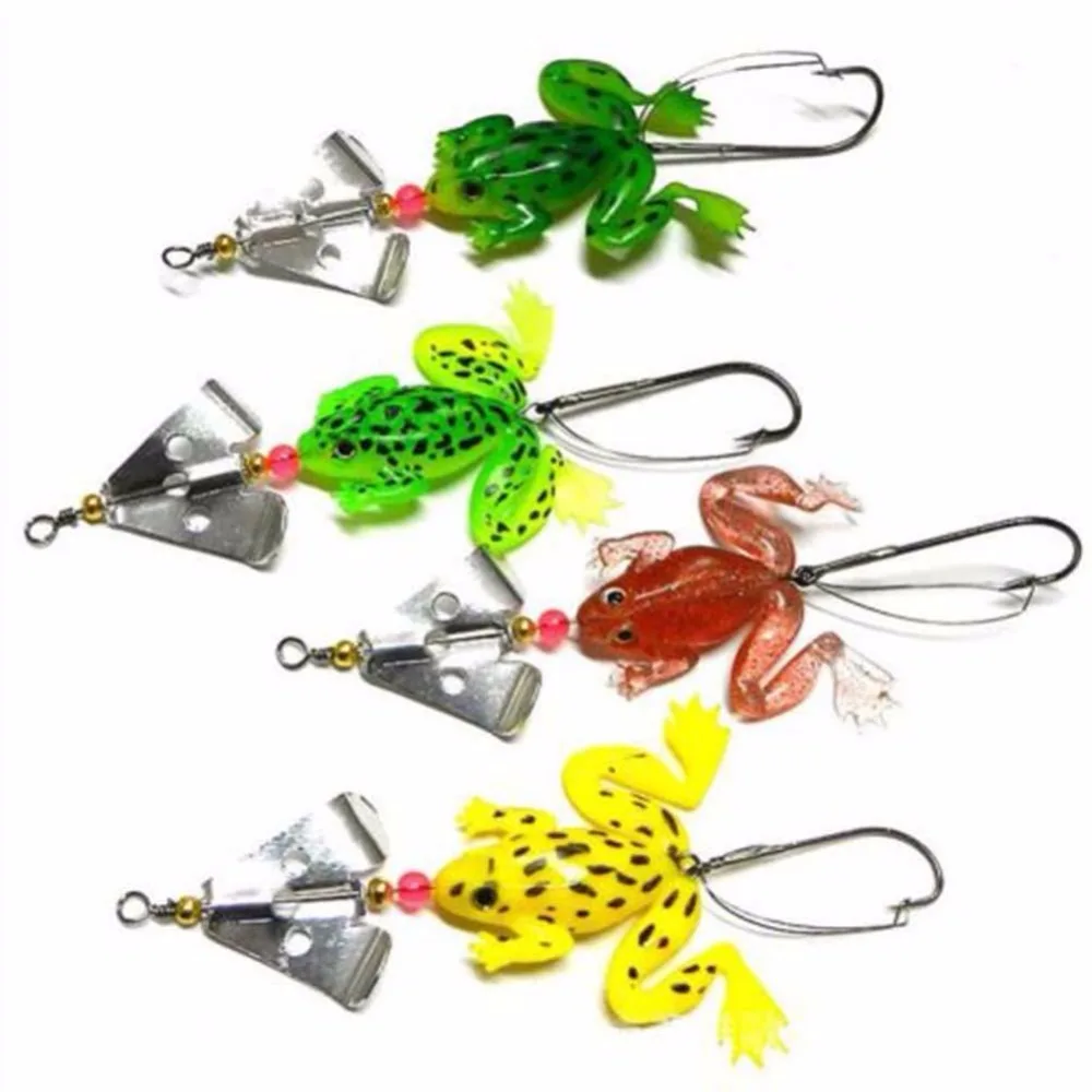 4pcs/Lot Rubber Frog Soft Fishing Lures Bass CrankBait Sinking 9cm 3.54