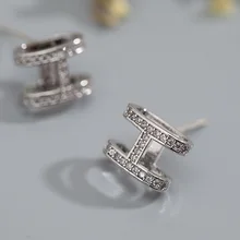 Модные ювелирные аксессуары, S925 Серебряные серьги, циркон алфавит, буквы H, анти-светочувствительный ухо, женский