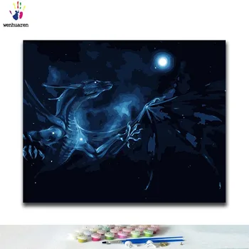 

DIY Coloring paint by numbers Dragon in the dark paintings by numbers with kits 40x50 framed