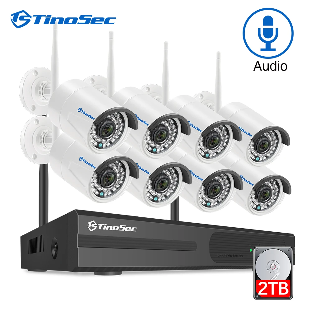 

TinoSec 1080P CCTV System 8ch HD Wireless NVR kit Outdoor IR Night Vision IP Wifi Camera Security System Surveillance System