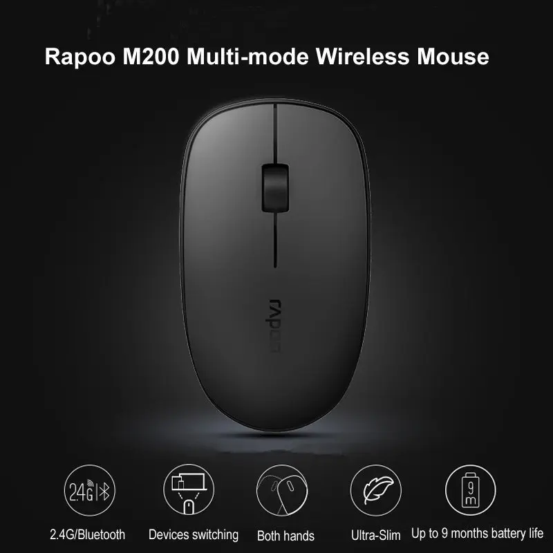 Новая многофункциональная Бесшумная Беспроводная мышь Rapoo M200 с 1300 dpi Bluetooth 3,0/4,0 RF 2,4 GHz для подключения трех устройств