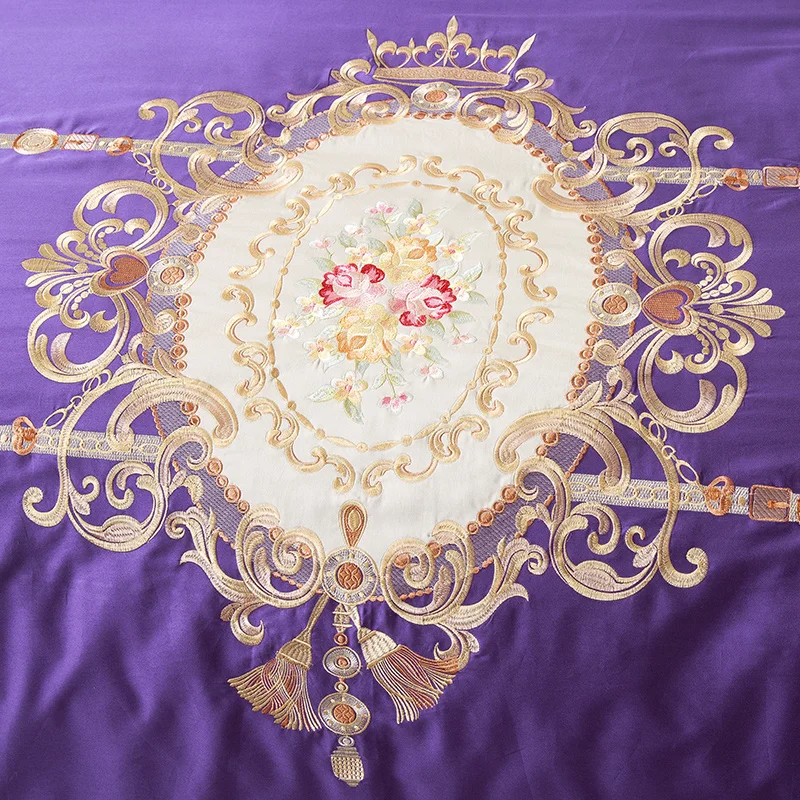 Waliicorners 60SEgyptian Cotton Embroidered Luxury Royal Bedding Set 4/6Pcs King Queen Size Duvet Cover Bed Sheet set Decorative Pillowcases 71 6