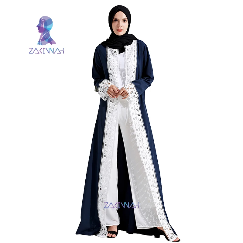 Zakiyyah модное мусульманское кружевное Макси платье Элегантное абайя открытая