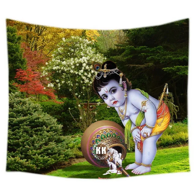 Hinduism Lord Krishna Wall Hanging Tapestry Bed Manta Yoga Mat Beach