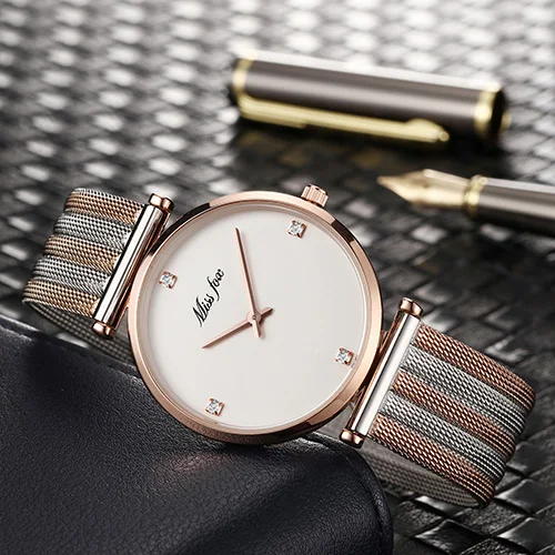 Женские часы класса люкс, ультра тонкие часы из розового золота, часы из сетки Triomphe, брендовые минималистичные женские часы для женщин, золотые часы, подарки на час - Цвет: 2559-4