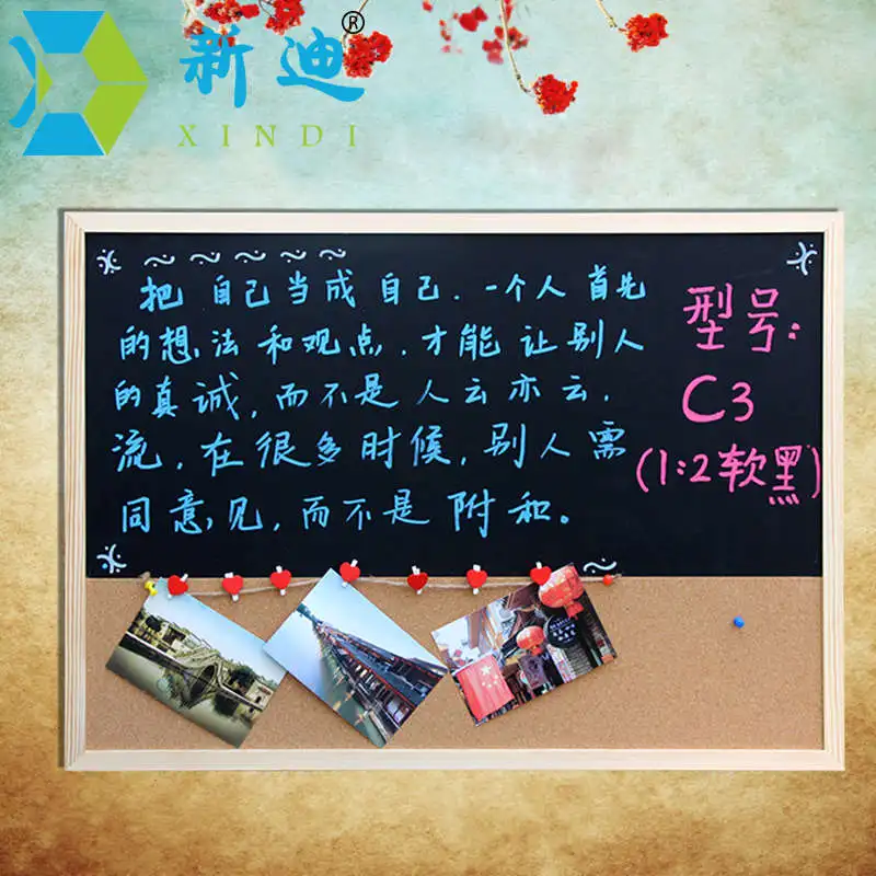30*40cm Chalkboard Cork Board Wooden Blackboard Combination Board 1:2 Wood Frame Message Drawing Bulletin Boards