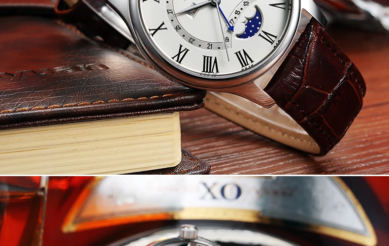 AESOP thinness 9 mm classic style Watch Men Quartz Moon Phase Male Clock Genuine Leather Relogio Masculino hour new arrival