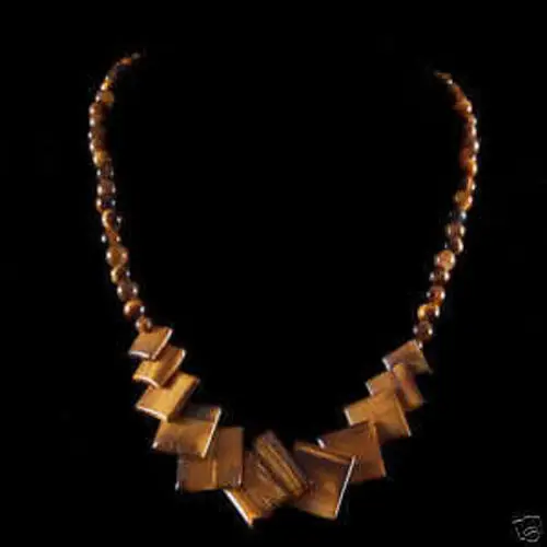 

FREE SHIPPING *******Beautiful!African Roar Naturl Tiger's Eye Necklace 17''