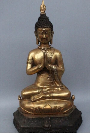 

0 16" Tibet Tibetan Buddhism Bronze Seat Thailand Ayutthaya Maitreya Buddha Statue