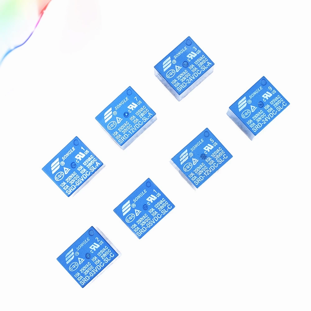 

5Pcs Relays SRD-03VDC-SL-C SRD-05VDC-SL-C SRD-06VDC-SL-C SRD-09 VDC-SL-C 3V 5V 6V 9V 10A 250VAC 5PIN